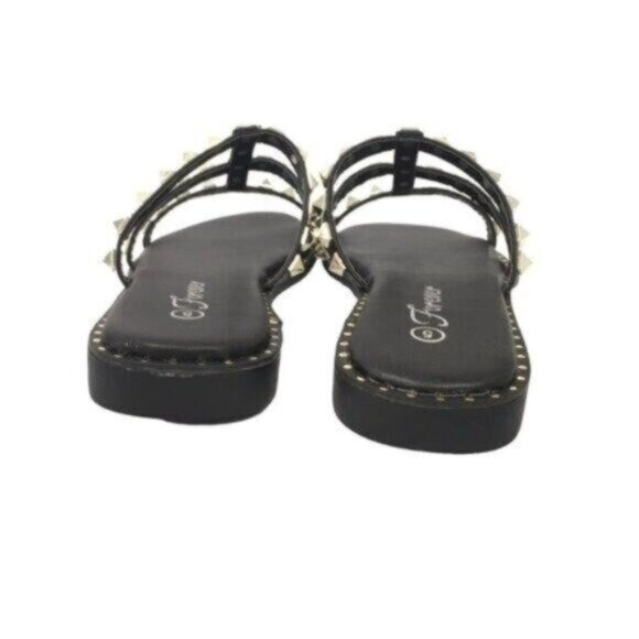 Studded Sandals Slide Black Gold  Women Size 5.5 Casual Summer Shoe Punk Grunge - Picture 9 of 9